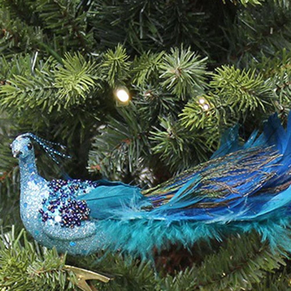 Christmas Tree Decorations 3D Simulation Peacock Decoration Artificial Feather Pendant for Gardens