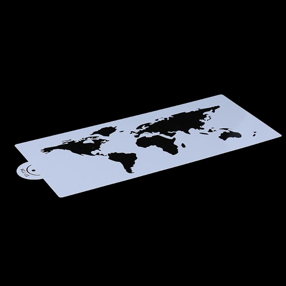 Lace Art Bakeware Plastic Template Cake Stencil World Map Cake Decorating Tool Fondant Molds