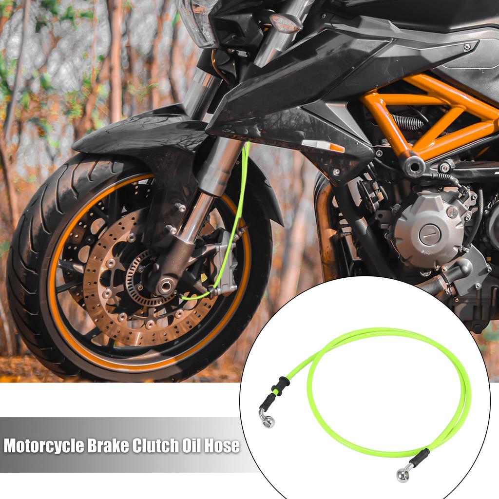 Motoforti Мотоциклетный тормозной шланг сцепления Шланг Гидравлический Армированный Мотоциклетный Нержавеющая сталь 28°+90° Зеленый 130см