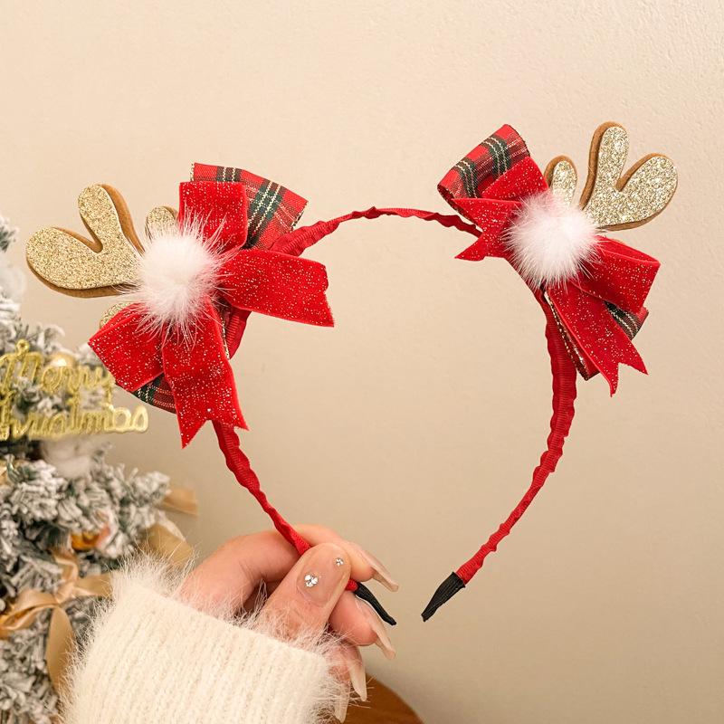 Christmas Reindeer Antler Headband - Plush, Cute Hair Accessory for Girls’ Holiday Costume