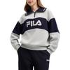 Fila Оригинальный логотип, вышивка, цветной блок, свободный повседневный пуловер в американском стиле, свитшот на молнии до середины, женский свитшот F11W519204F-MG