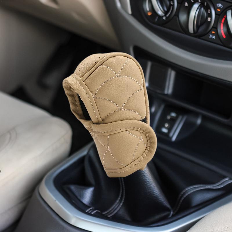 Car Shift Knob Cover Anti Slip PU Leather Dustproof Cover For Shifter Knob Decorative Car Interior Accessories Multifunctional