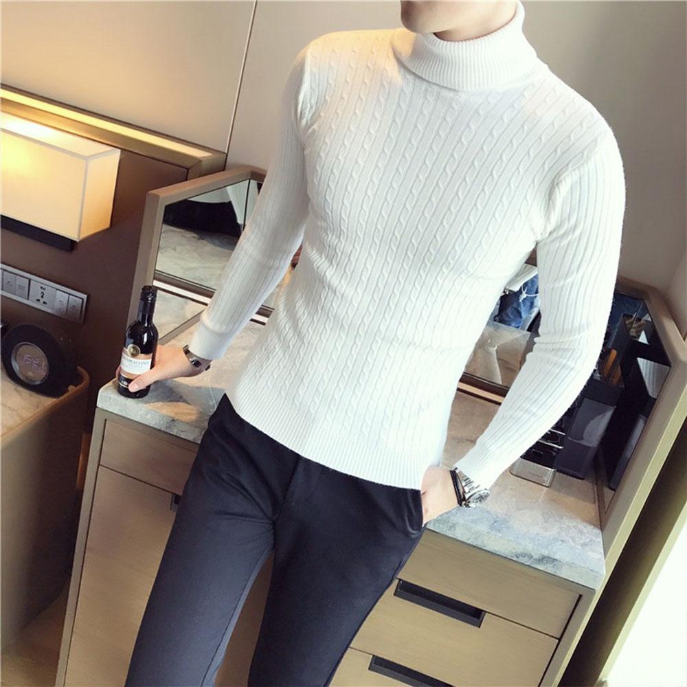 Men's Turtleneck Sweater Casual Slim Pullovers Bottoming Shirt Fall Winter Men's Sweater High Collar Knitted Sweaters