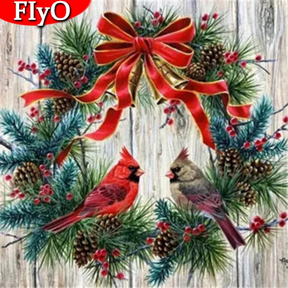 Алмазная картина, вышивка крестом, Рождественский венок, Алмазная вышивка, Птица, мозаика, распродажа, мультяшный подарок ручной работы, комплект для рукоделия