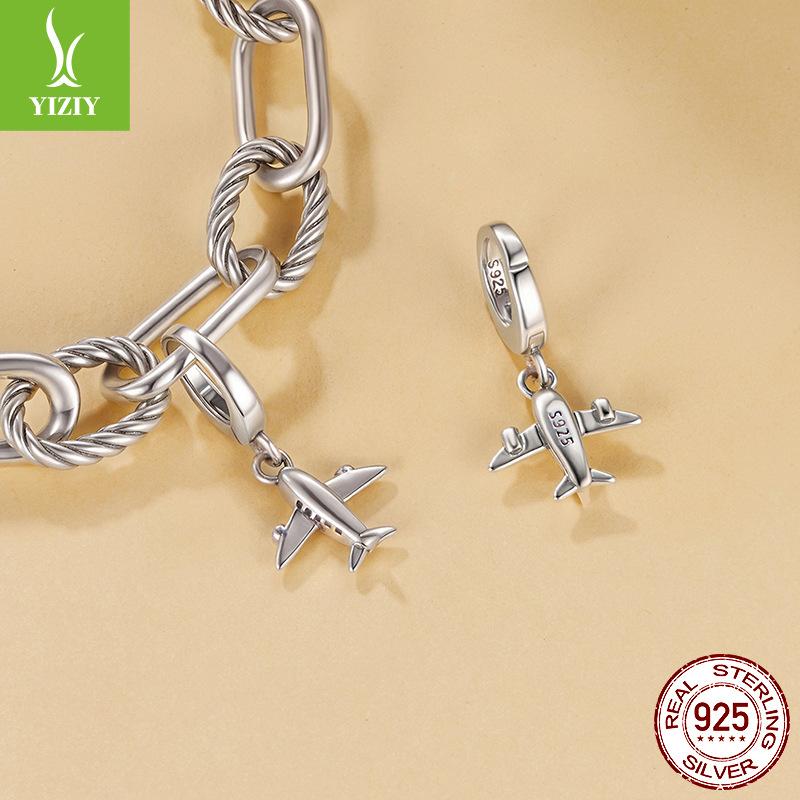 Opening And Closing Aircraft Pendant S925 Silver Beads, Cross-Border Diy Bracelet Bead Accessories