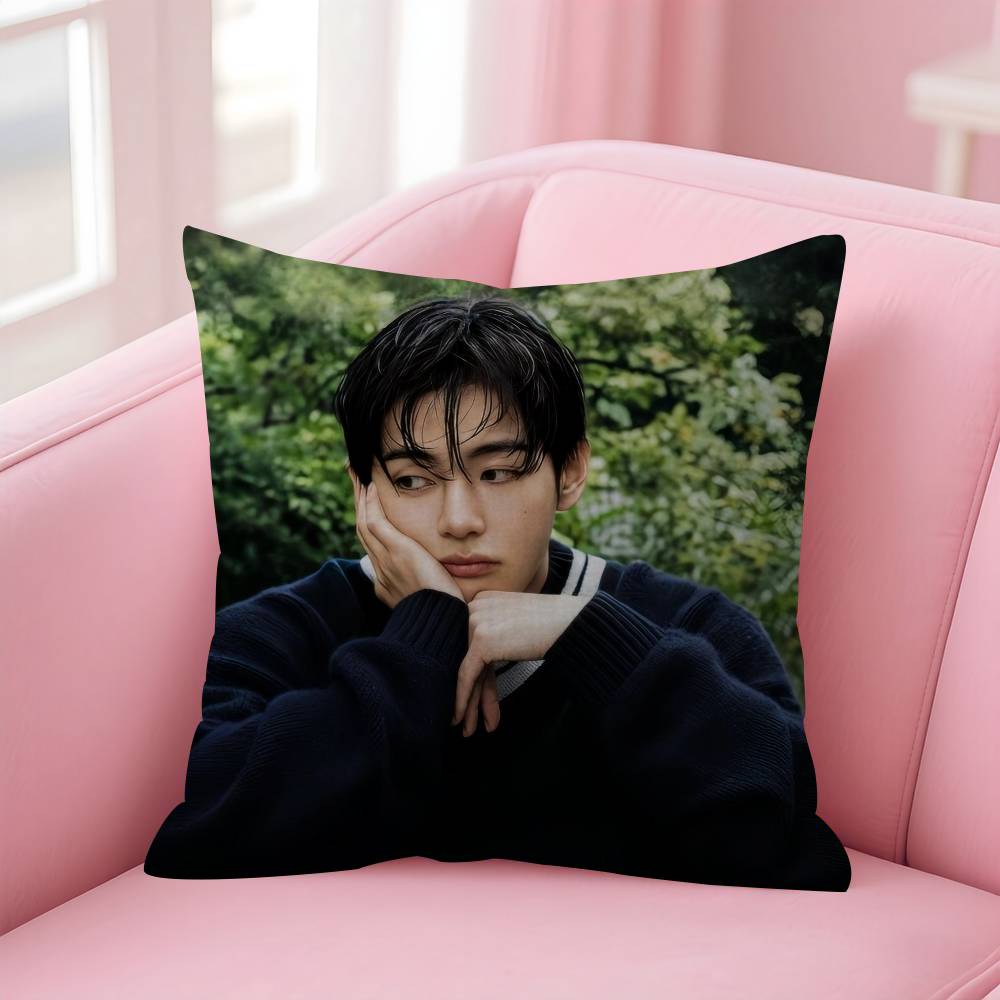 Подушка-чехол для сиденья singer Kim T-Tae-Hyung, чехол для подушки в машину 45X45 см, чехол для поясничной подушки, чехол для диванной подушки