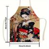 1pc Japanese Geisha Apron Kimono Art Print Kitchen Cooking Baking Waterproof Chef Bib Gift for Women Asian Culture Lover
