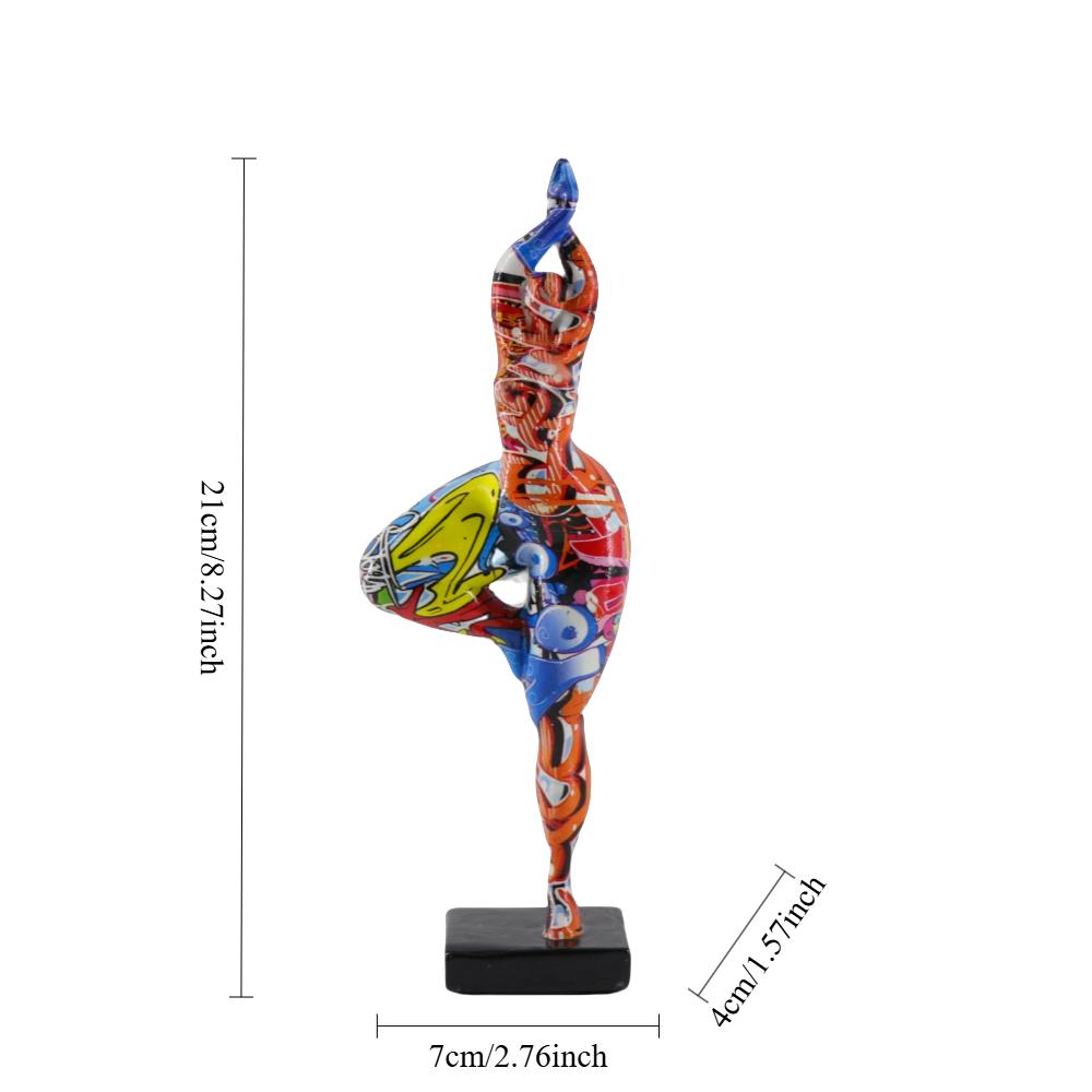 Граффити Йога Леди Фигурки Цветные Абстрактные Танцующая Сексуальная Женщина Скульптура Смоляная Фигура Статуэтка Декор для Дома Гостиной Рабочего Стола
