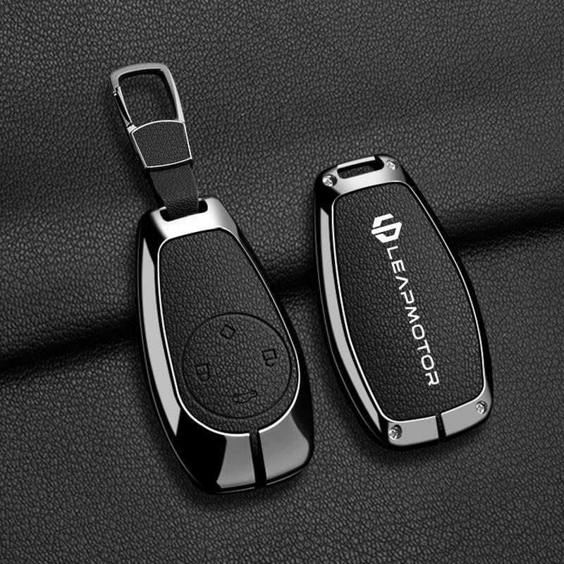 BFM1 Car Remote Key Case Cover For Leapmotor C16 C11 C10 C01 B10 T03 S01 Type Zinc Alloy Leather Protector Auto Keychain Accessories