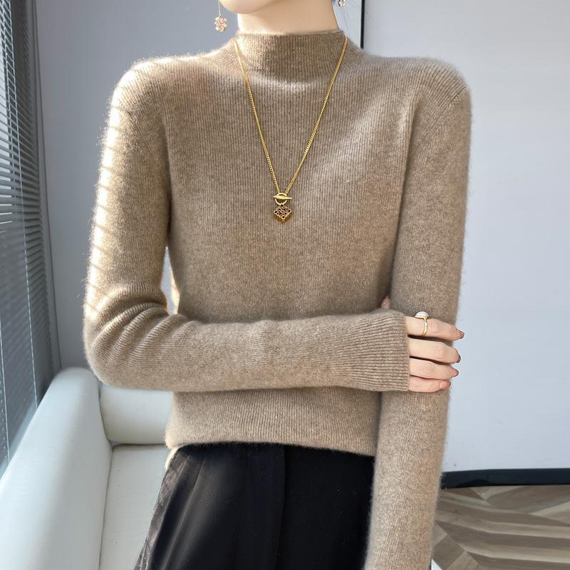 INDFS Женская мода Повседневный Осень Зима Однотонный Принт Длинный Рукав Полуводолазка Свитера