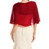 Fashion Women Pearl Decor Sheer Cape Bridal Wrap Chiffon Shawl Solid Color Lace Wedding Soft