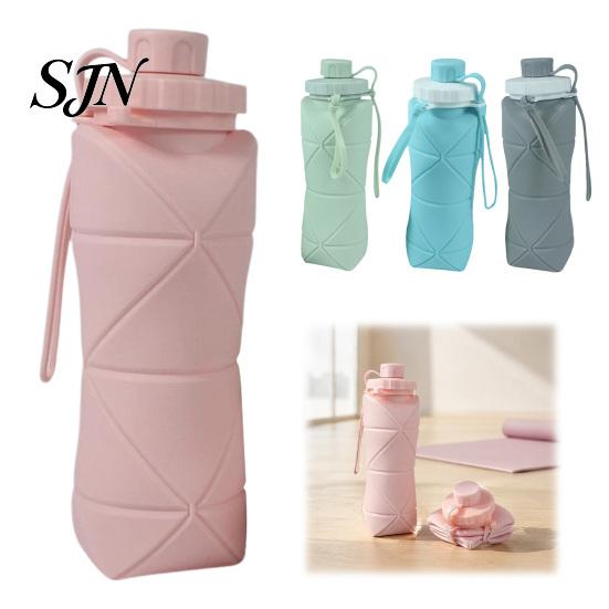 Portable Silicone Bottle for Travel 600ml Foldable Water Bottle, Food Grade Telescopic Lightweight Outdoor Cycling Container Hiking Fitness Cup Office