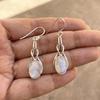 Rainbow Moonstone Silver Earring, 925 Solid Silver Pear Shape Stone Earring