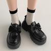 Black Bow Platform Small Leather Shoes Women's 2025 New Autumn with Skirt Versatile Velcro Mary Jane Single Shoes