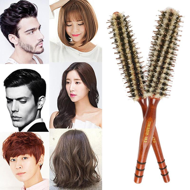 Straight Twill Hair Round Roller Wood Hair Brush Boar Bristle Nylon Hair Comb Anti Static Brush Blowing Curling Diy Hairdressing