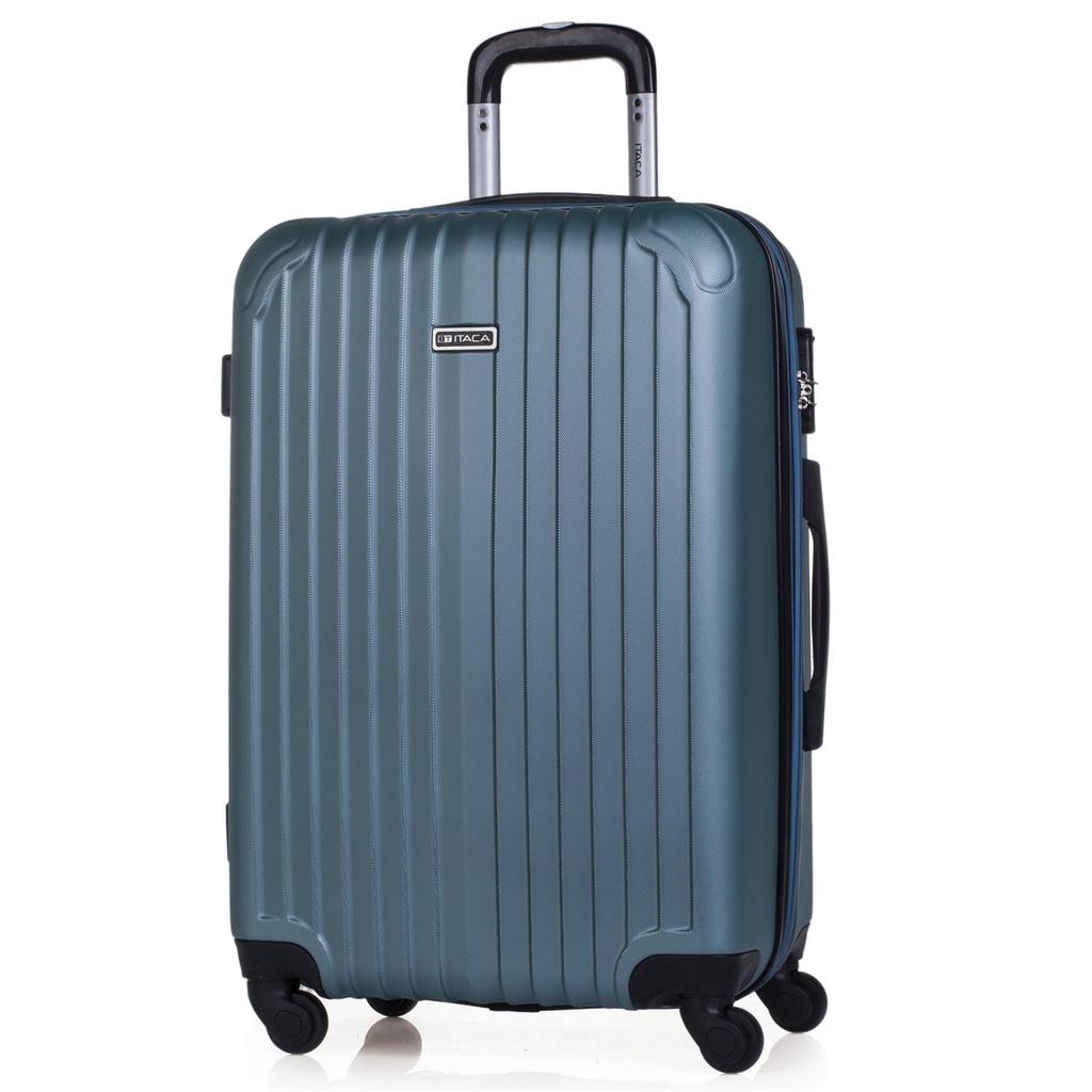 Жесткий дорожный чемодан на колесиках ITACA, цвет 4 колеса, 66 см, средний пластик. Прочный, расширяемый, прочный и легкий. Студенты и специалисты T71560