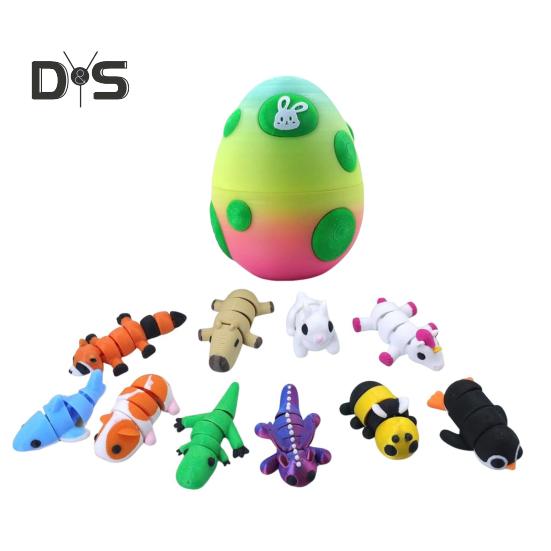 Яйцо дракона с мини-животными, 3D-печатные шарнирные фигурки животных внутри яйца, карманная игрушка для питомца, игрушка для детей, подарок, пасхальная корзина, наполнители