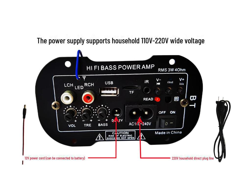 5" Bluetooth 12V/220V двухканальный сабвуферный усилитель для грузовика
