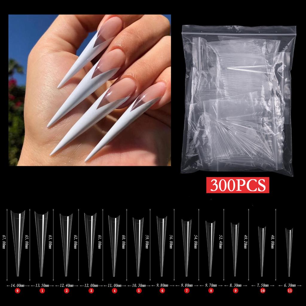 Long Stiletto Nail Tips Acrylic Nails Artificial Half False Flake Nail Tips for Nail Salon-DIY Nail Art Ballerina-Nails