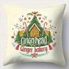 Home Decor Christmas Gingerbread And Festive Prints Pillow Covers Pattern Cushion Cover Suitable For Sofa Bedroom Car Pillow