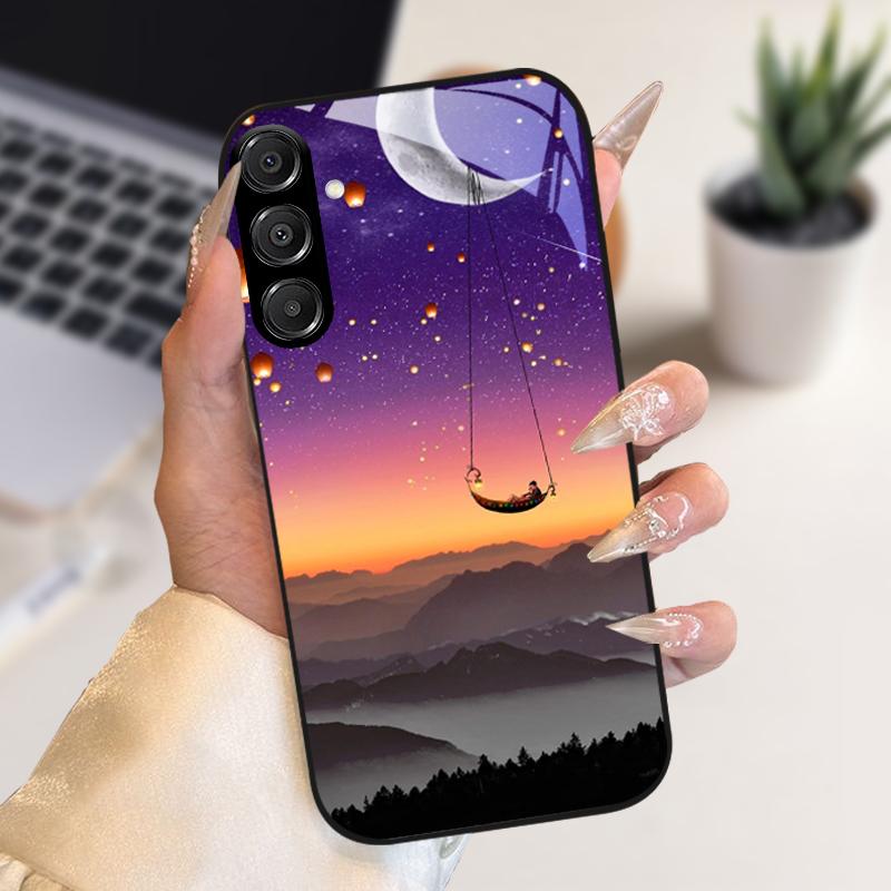 Модный Чехол Для Samsung A55 A56 Чехол A25 A26 Закаленное Стекло Чехол Для Телефона Для Galaxy A15 A35 A36 Жесткий PC Стекло Защитный Fundas