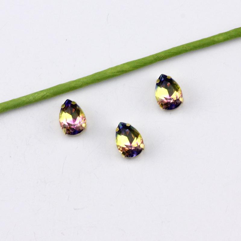 Серебряный коготь Капля Турмалин Бриллиант Градиентный драгоценный камень для DIY ювелирных изделий, обуви, сумок - 10x14 мм Кристальный камень.