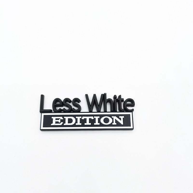 1Pc 3D Metal Less White Edition Logo Car Side Fender Rear Trunk Emblem Badge Sticker Decal