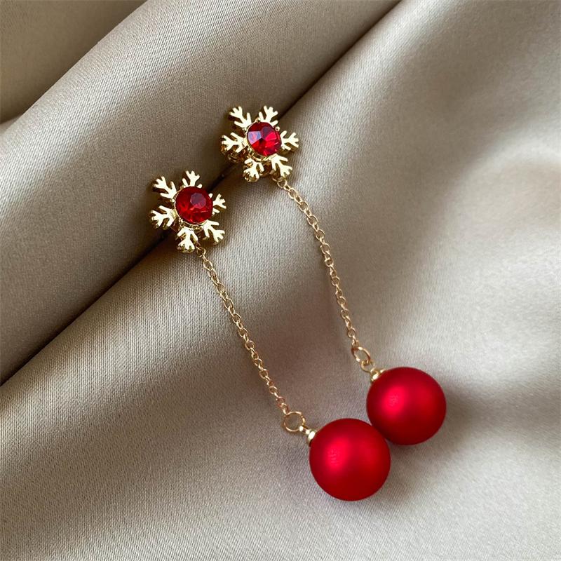 Exquisite Long Chain Earrings for Women Snowflake Stud Christmas Earrings Bridal Wedding Engagement Jewelry