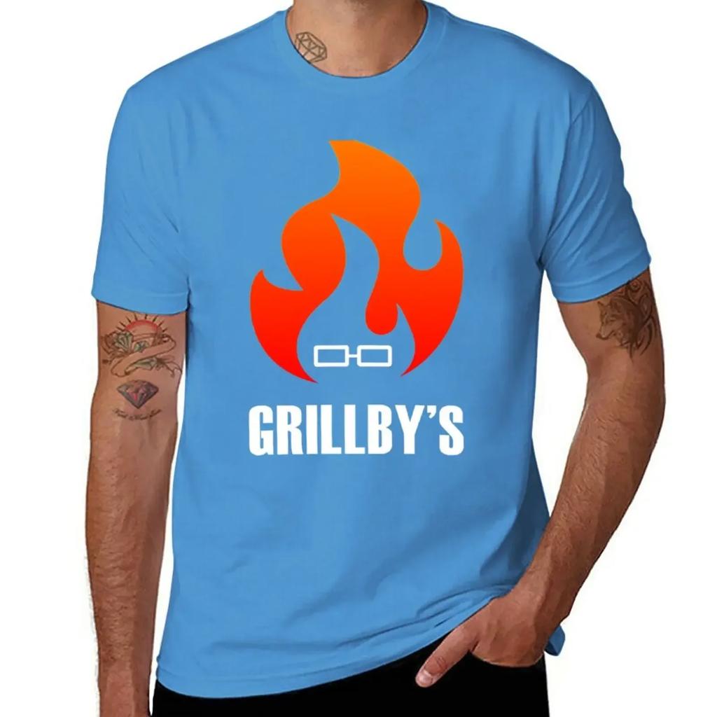 Футболка с логотипом Grillbys для мальчиков Белые рубашки Графические футболки Унисекс Графические футболки