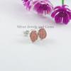 Rhodochrosite 925 Sterling Silver Stud Earrings, Oval Gemstone Studs