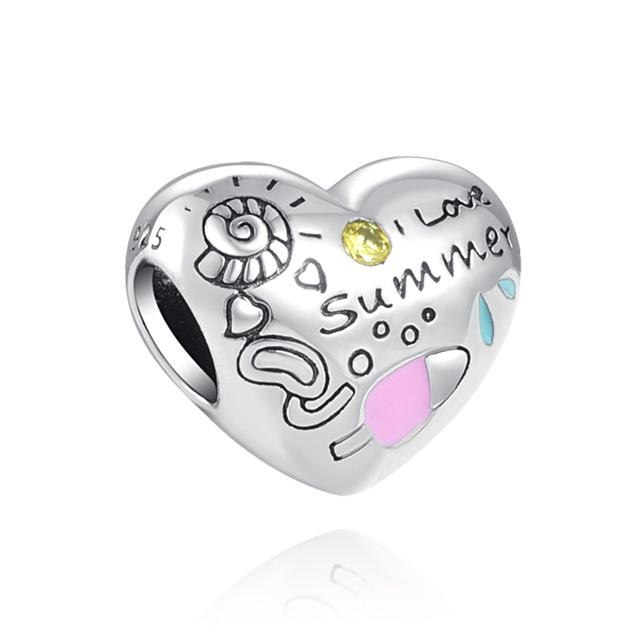 New 925 Silver Heart Shape Love Family Flower Rainbow Diy Fine Beads Fit Original Pendant Charms Silver 925 Bracelet Jewelry