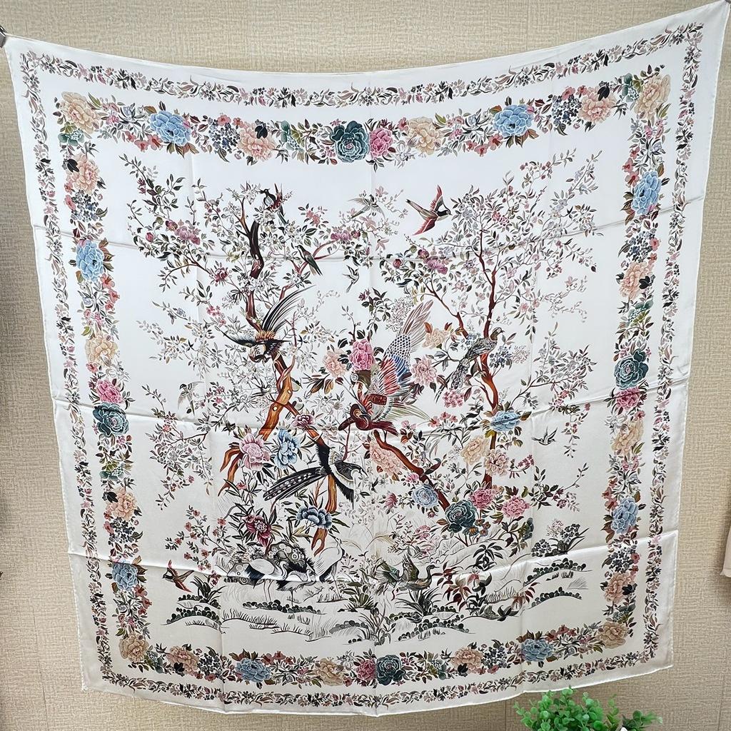 Winter Garden 110 Silk Crepe Satin Square Scarf Mulberry Silk Ladies Spring And Summer Sunscreen Silk Scarf Shawl