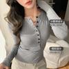 Breasted Semi-open Neck Long-sleeved Bottoming Shirt Women's Early Autumn New Spice Girl Slim-fit Shirt Top