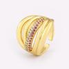 Nidin Light Luxury Trendy Shiny Zircon Charm Open Rings Adjustable For Female Male Wedding Party Fine Finger Jewelry Accessories
