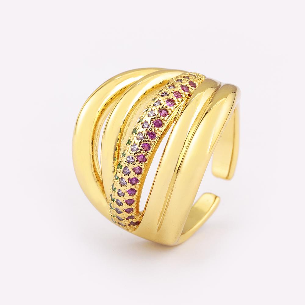 Nidin Light Luxury Trendy Shiny Zircon Charm Open Rings Adjustable For Female Male Wedding Party Fine Finger Jewelry Accessories