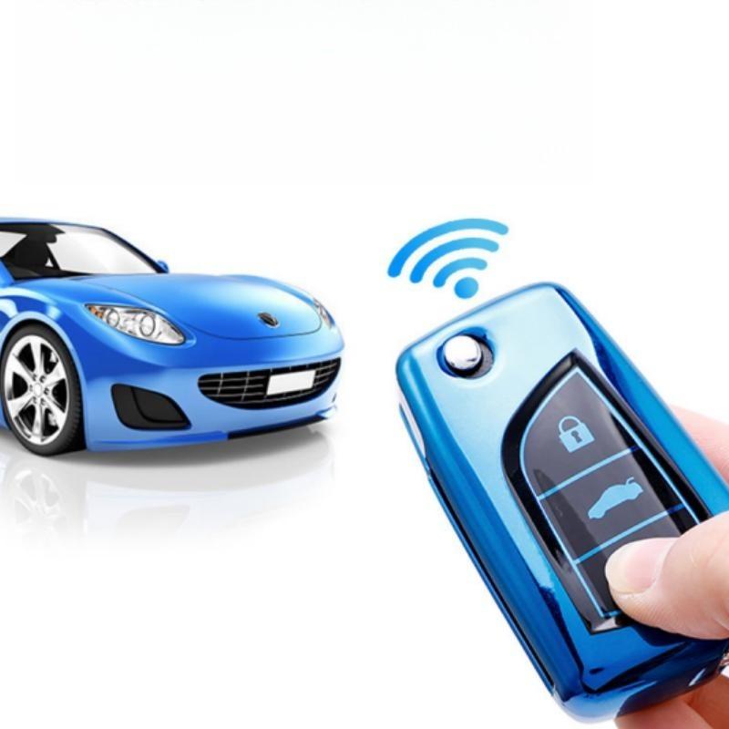 Soft TPU Car Key Case Full Cover For Toyota Highlander RAV4 Izoa CHR Levin Camry Corolla Reiz 3 Button Fold Key Protection Shell