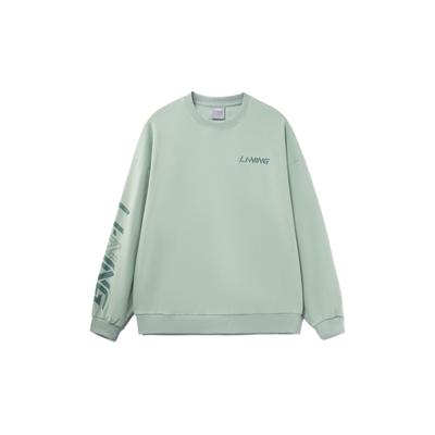 Теплая толстовка с длинным рукавом и принтом логотипа Li Ning Sports Lifestyle Series, унисекс, серо-туманно-зеленый AWDT607-2