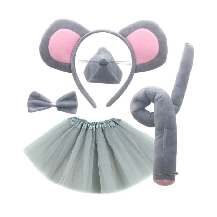 Little-Mouse Costume Accessories Set Mouse Ears Headband,Bowtie,Nose,Gloves Tail