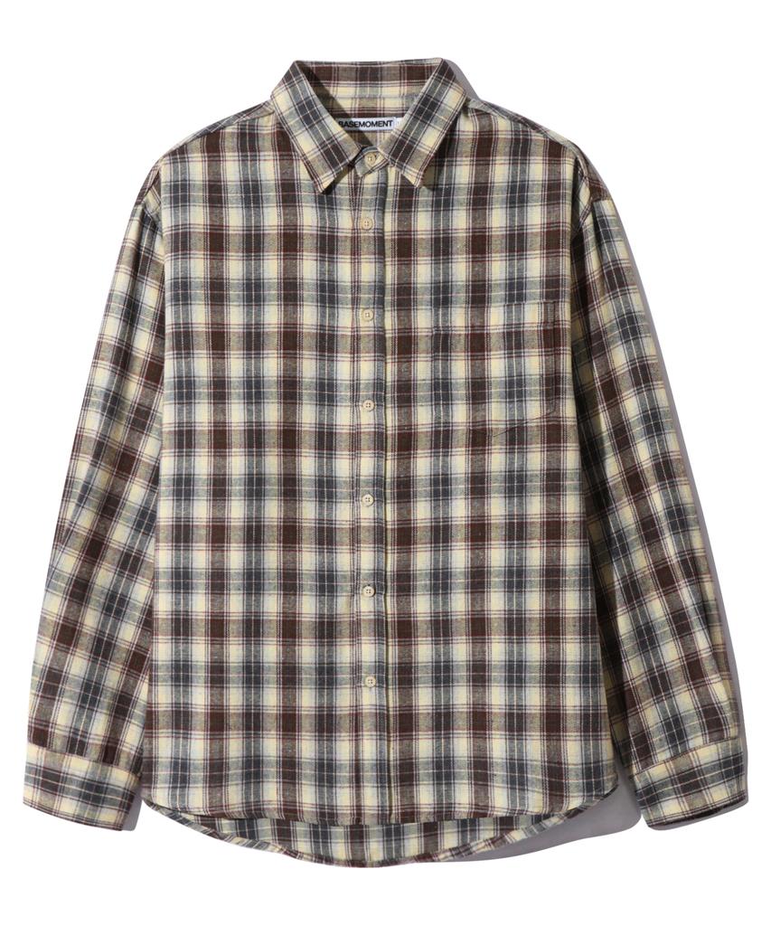 BASEMOMENT Farmers Flannel Check Shirt Brown