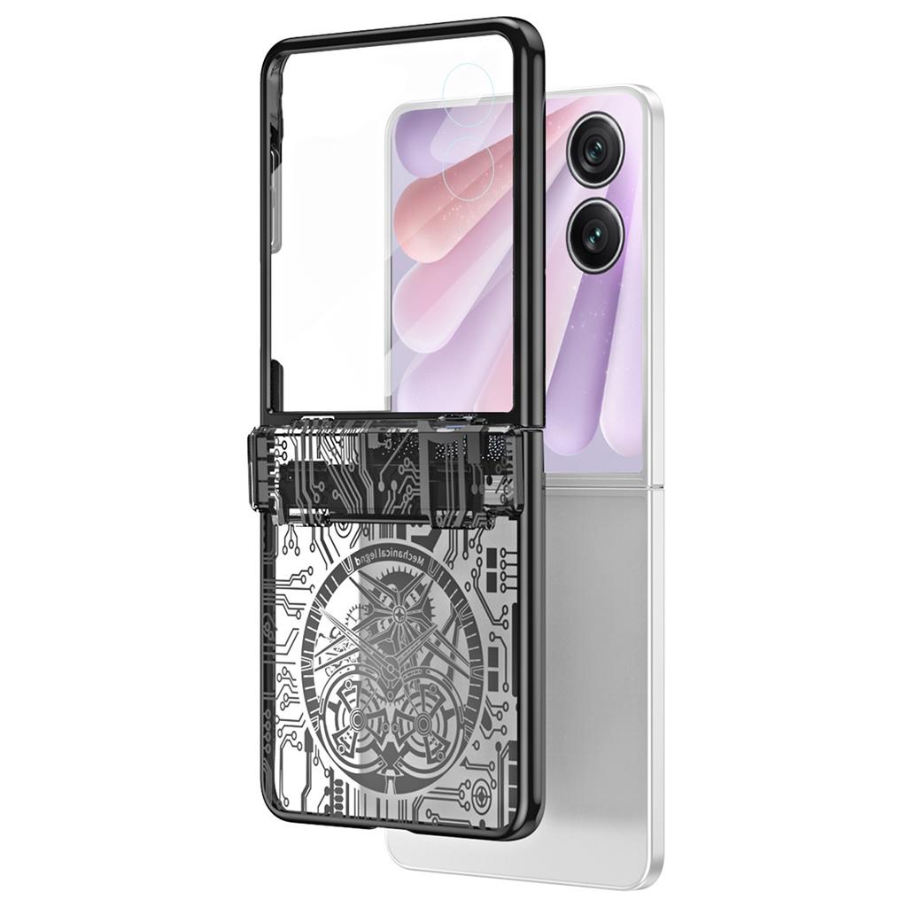 For Honor Magic V Flip 2 Case Mechanical Legend Electroplating PC Phone Cover with Rear Screen Film