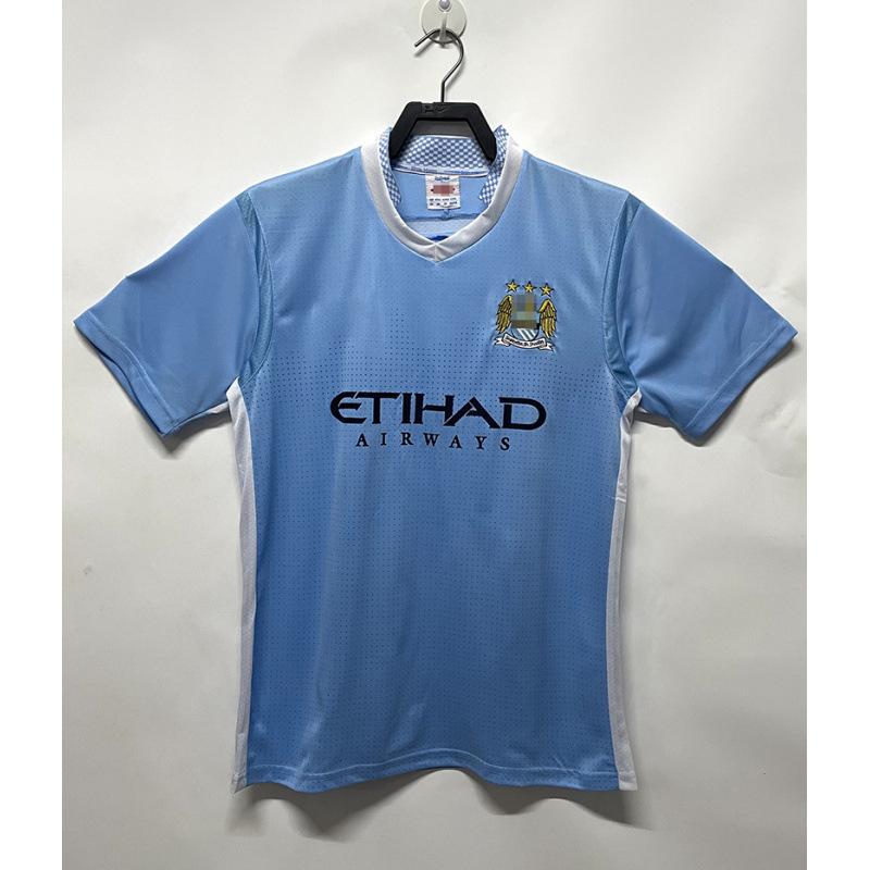 97-98 Manchester City retro jersey No. 17 Sun Jihai 16 Aguero 15 Harland 07-08 long short-sleeved football jersey