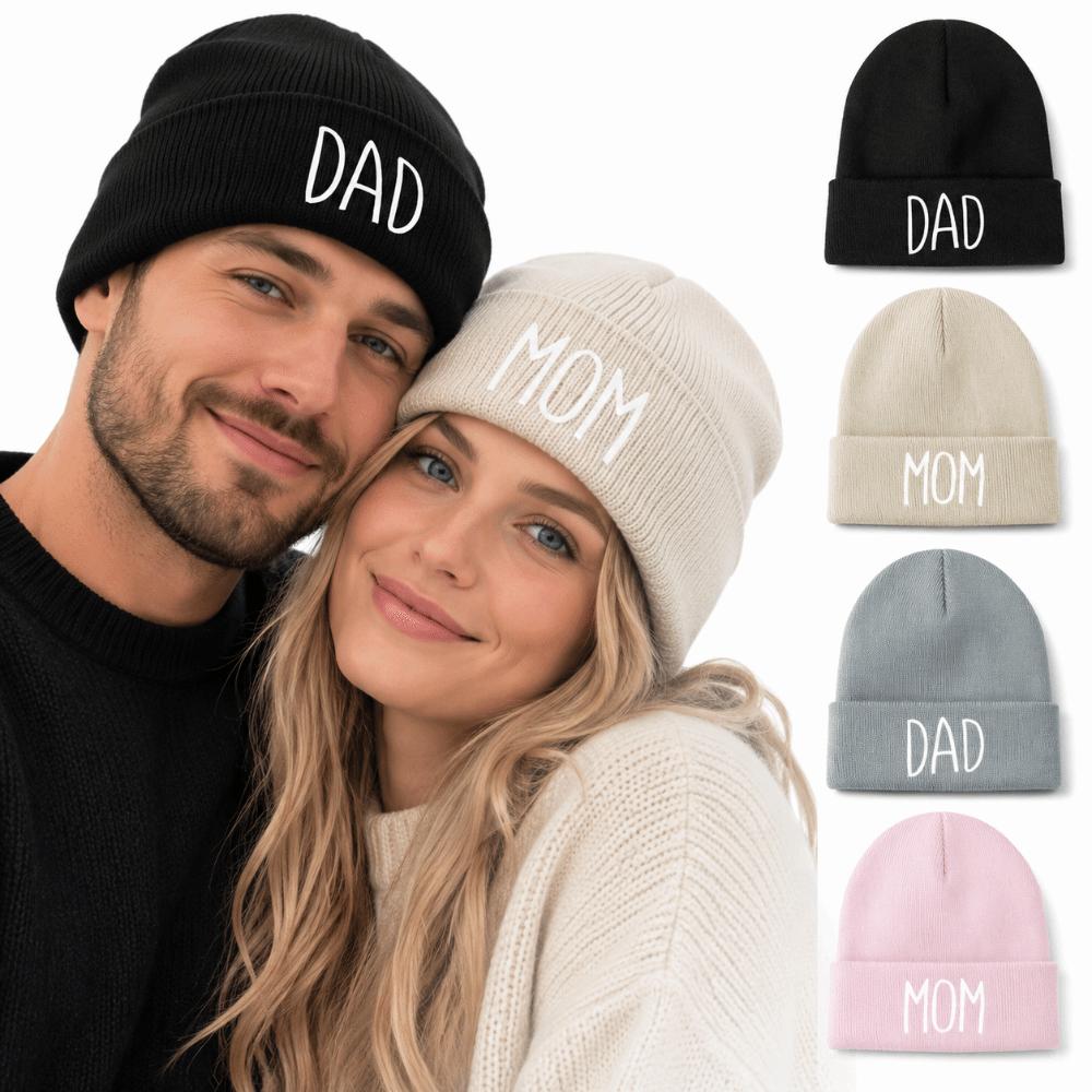 Family Matching Parent Skull Cap Elastic Turn-Up Brim Matching Hat Couple Hat Cold Weather