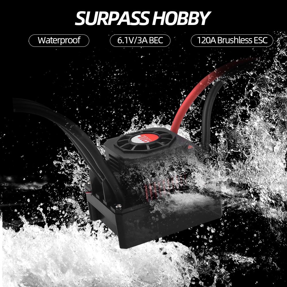 120A Brushless ESC Waterproof Electric Speed Controller for 1/8 1/10 RC Truck Car