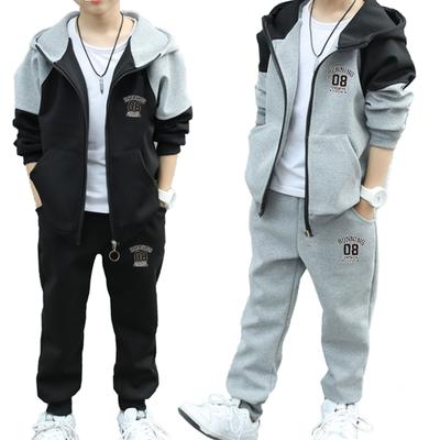 Детский спортивный костюм с цветными блоками для мальчиков, толстовка с капюшоном на молнии, куртка, штаны, повседневный костюм, детская одежда на весну и осень