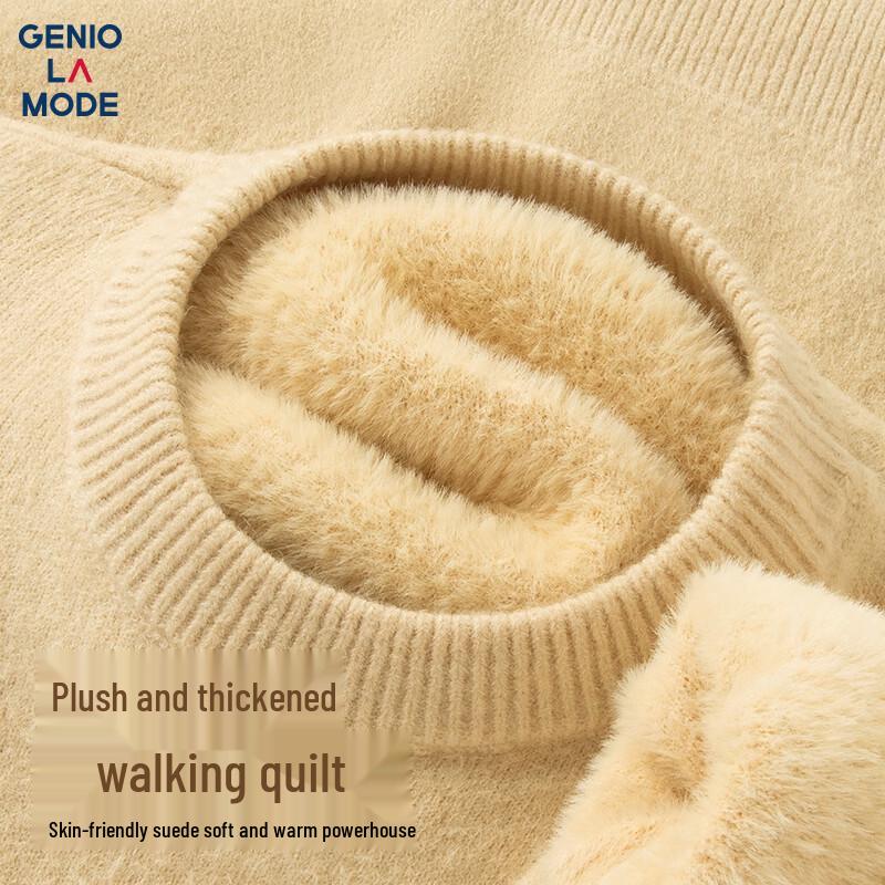 GENIOLAMODE Men's Winter Crew Neck Thermal Knit Sweater