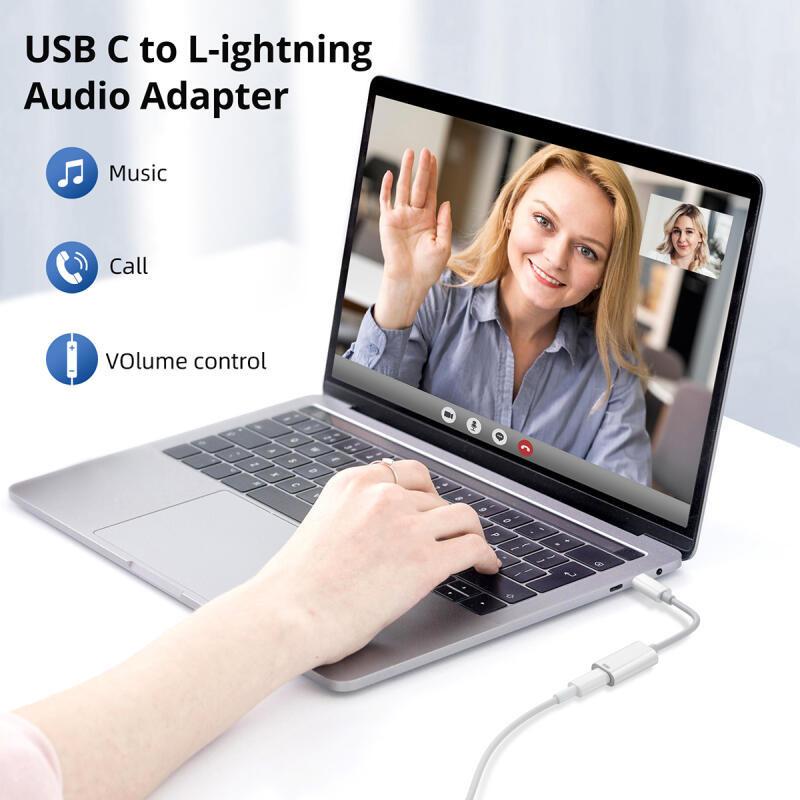 HdoorLink Многофункциональный аудиоадаптер USB C to Lightning, кабель для зарядки, конвертер гарнитуры, шнур для передачи данных для Samsung iPhone 15 iPad Pro
