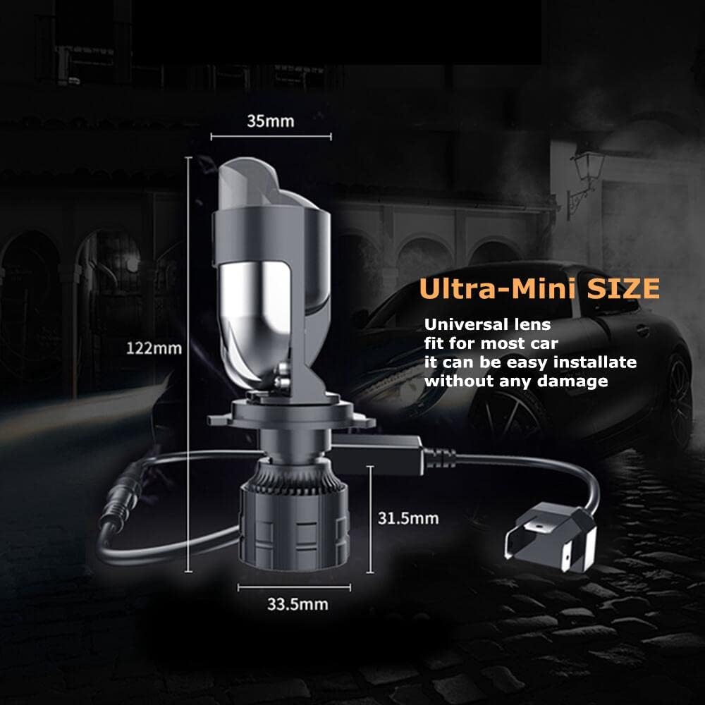 Лампы H4-30 000 лм Чрезвычайно яркие 6000K Белые С функцией ближнего/дальнего света С четкой светотеневой границей, H4/9003/HB2 Мини-прожекторные линзы Комплект для переоборудования