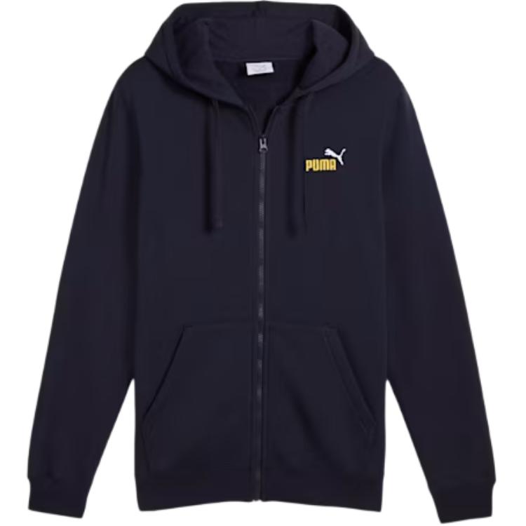 Puma Solid Color Logo Hooded Zip Long Sleeve Sweatshirt Men Sweatshirt Navy-Blue 684720-16