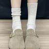 Spring And Autumn Socks Middle Tube Heel Cloth Label Personalized Stacking Socks Knitted Strips Maillard Color 2024 Explosion