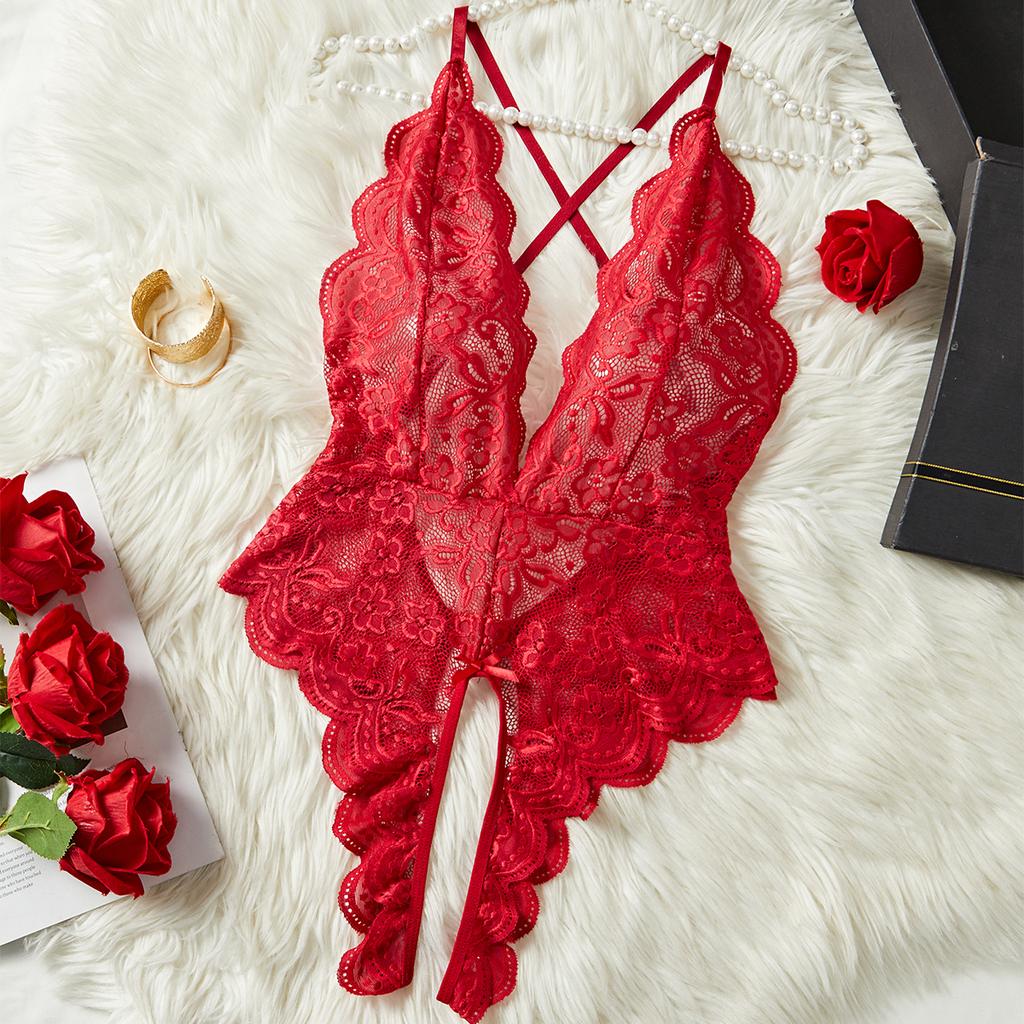 Сексуальное женское кружевное боди без ластовицы, прозрачное порно, с глубоким V-вырезом, без бретелей, с открытой спиной, пижама, комплект нижнего белья с открытой грудью, экзотическая одежда